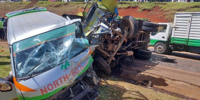 Five Injured in Crash Between Matatu & Truck on Nairobi-Nakuru Highway