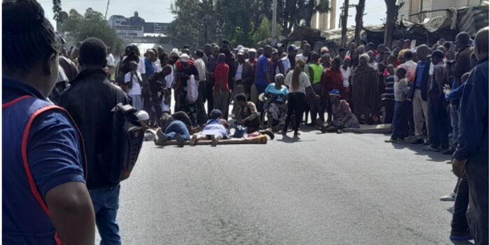 Residents Lie on Jogoo Road During Protest