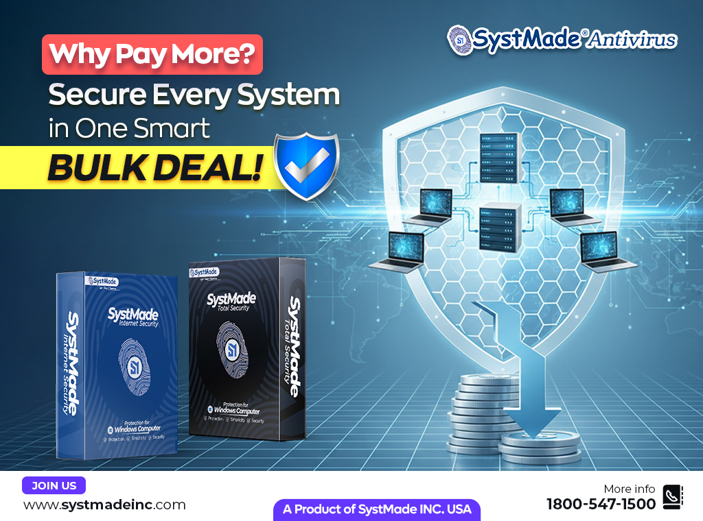 Systmade antivirus dashboard protecting multiple business devices with enterprise security